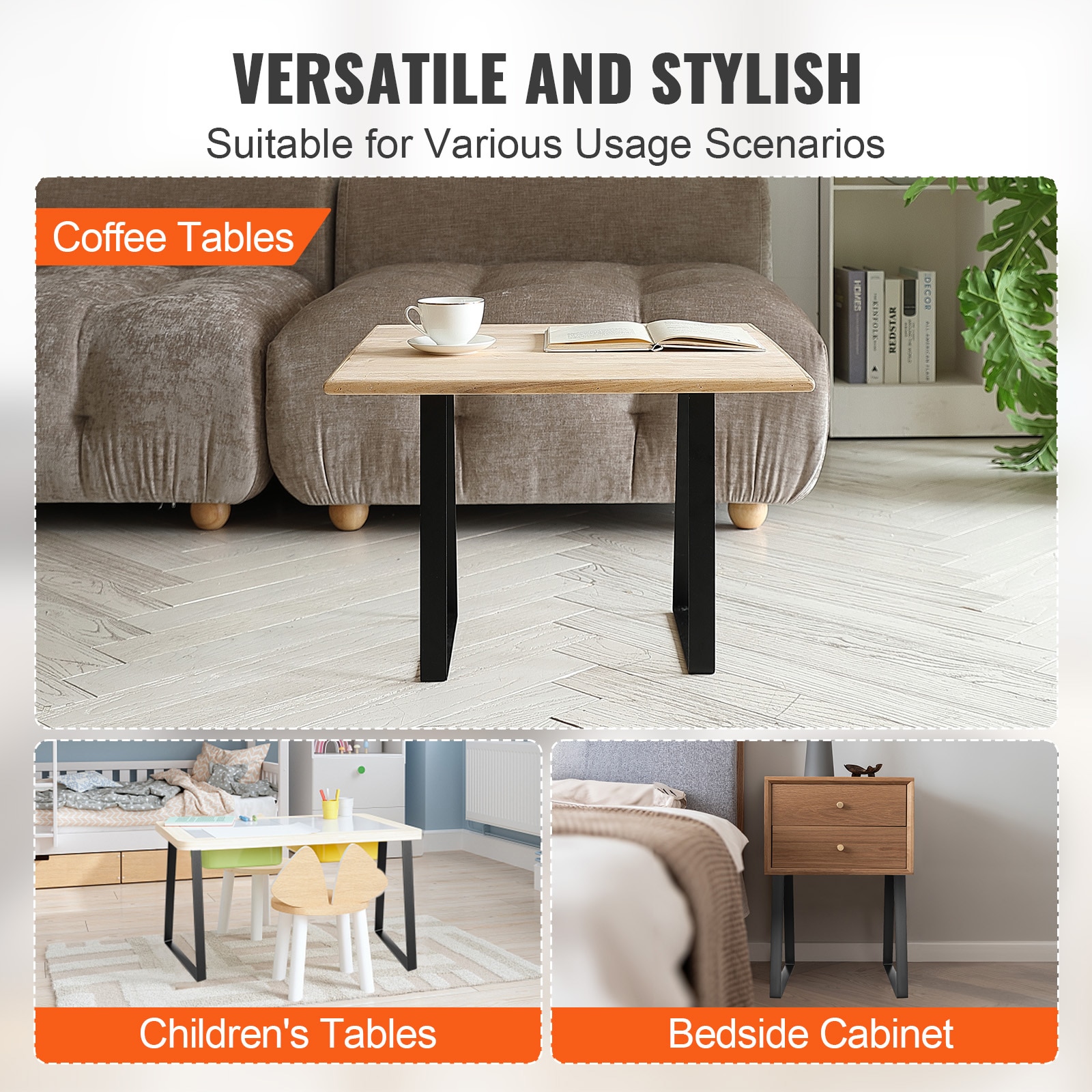 16 Inch Trapezoid Steel Table Legs, Replacement Furniture Legs Set Of 2 For DIY Coffee Tables, Modern Desks, Bench, Night Stands, Sofa, Max Load 400 Lbs Heavy Duty, Quick Instalation Legs Black_maomaolike.com